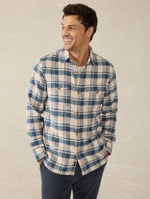 on model image of Mill Check Overshirt