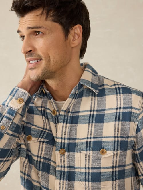 on model image of Mill Check Overshirt
