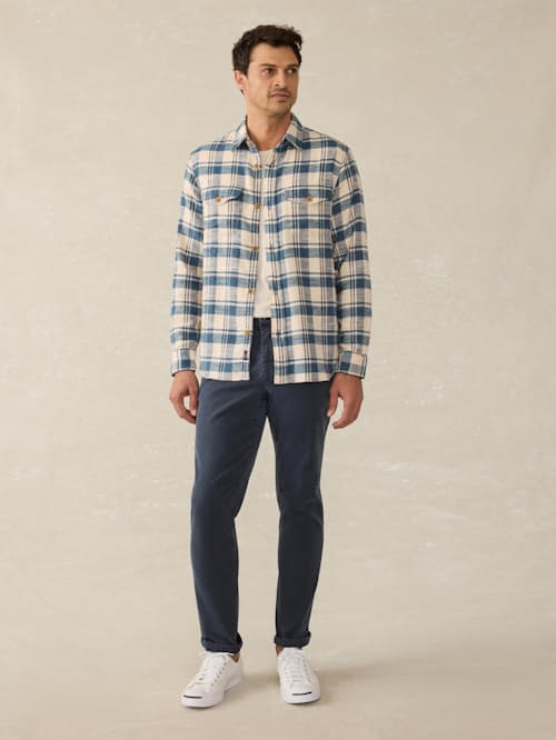 on model image of Mill Check Overshirt