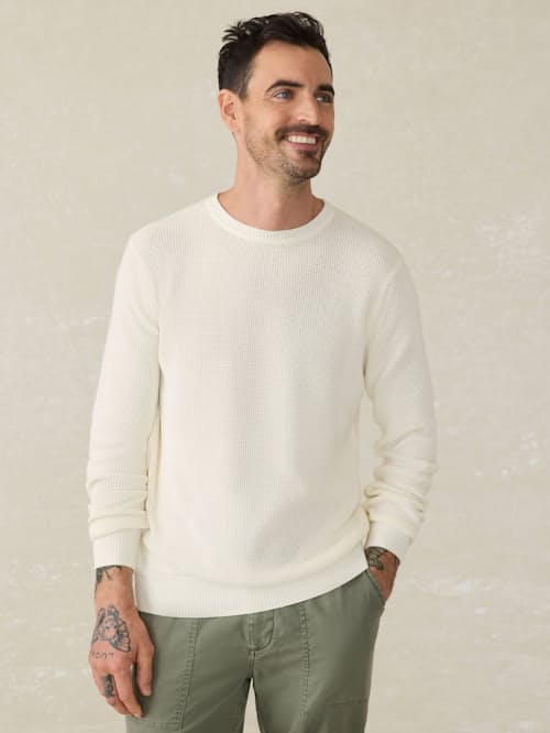 on model image of Sunwashed Crewneck Sweater