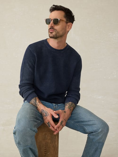 on model image of Sunwashed Crewneck Sweater