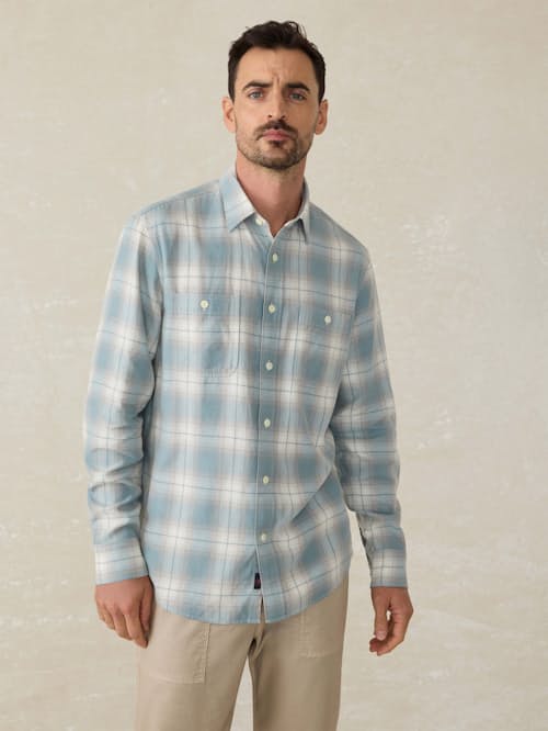 on model image of Tried and True Chambray Shirt
