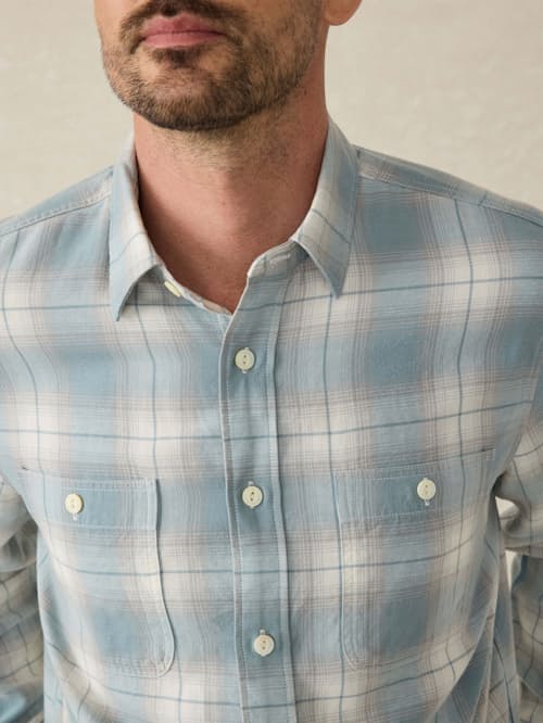 on model image of Tried and True Chambray Shirt