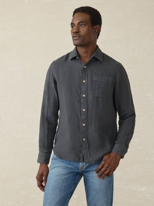 on model image of Laguna Linen Shirt