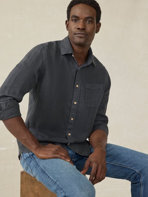 on model image of Laguna Linen Shirt