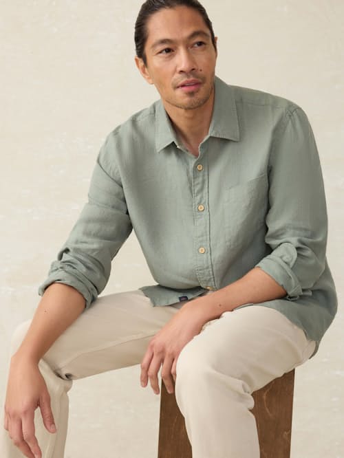on model image of Laguna Linen Shirt