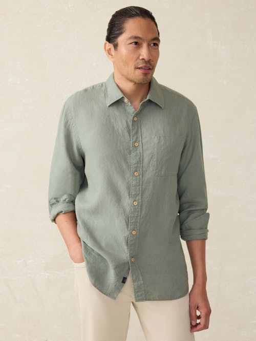 on model image of Laguna Linen Shirt