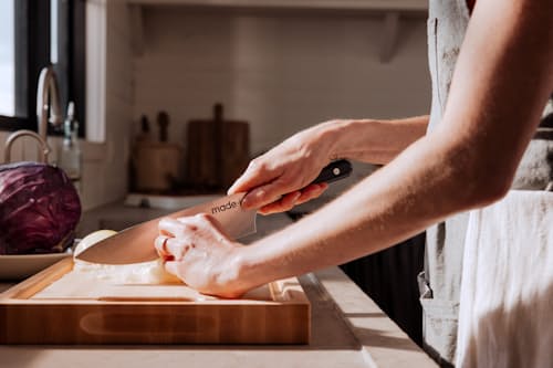 lifestyle image of 8.5" Chef Knife - Truffle Black
