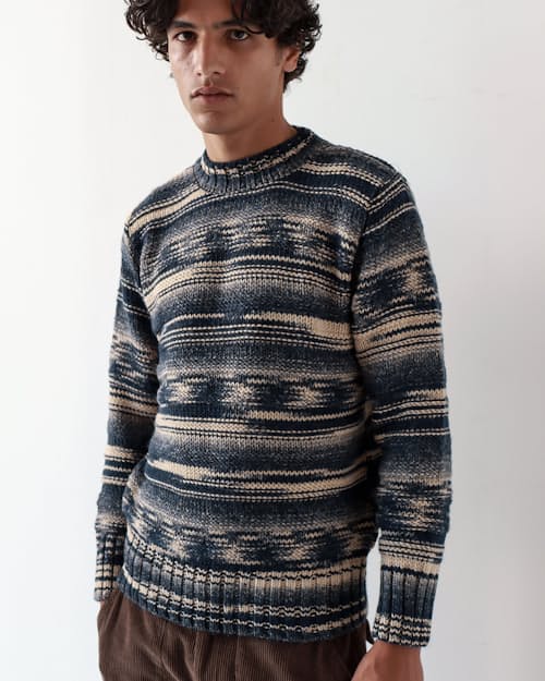 lifestyle image of Hosono Stripe Wool Sweater
