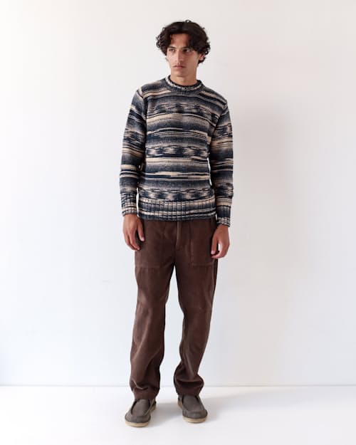 on model image of Hosono Stripe Wool Sweater