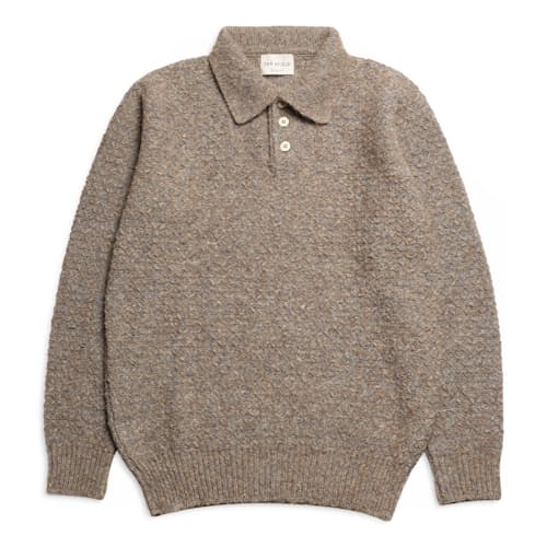 laydown image of Kier Diamond Cable Longsleeve Sweater Polo