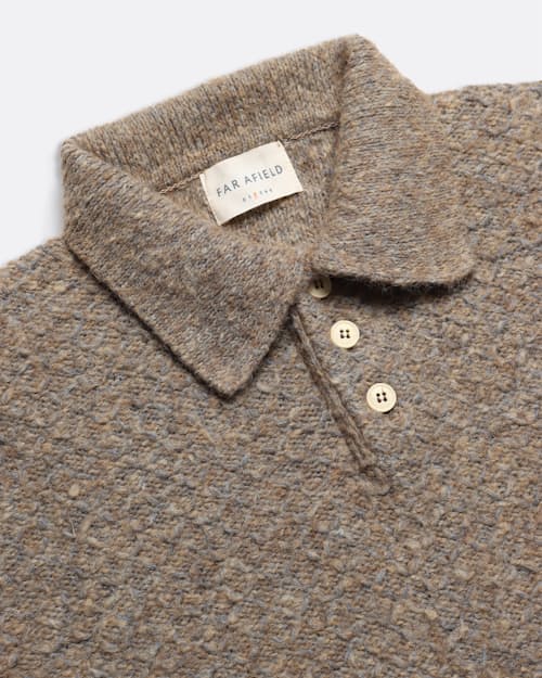 laydown detail image of Kier Diamond Cable Longsleeve Sweater Polo