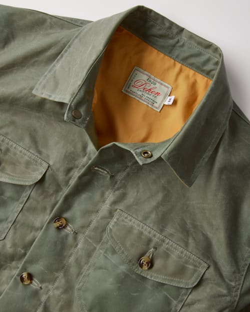 laydown detail image of Crissman Lightweight Waxed Overshirt