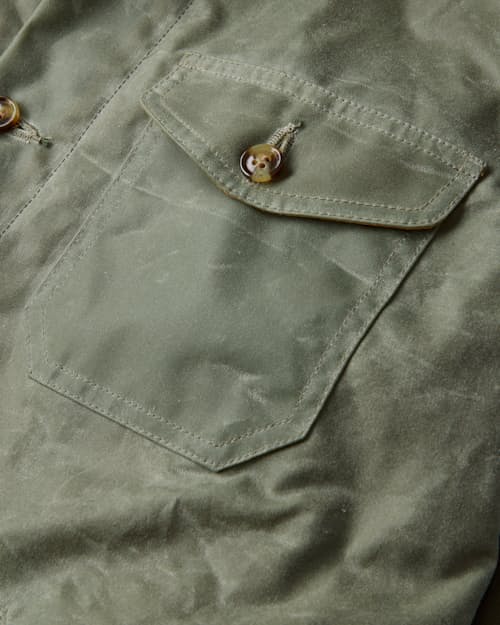 laydown detail image of Crissman Lightweight Waxed Overshirt