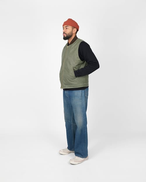 on model image of Waxed Flight Vest