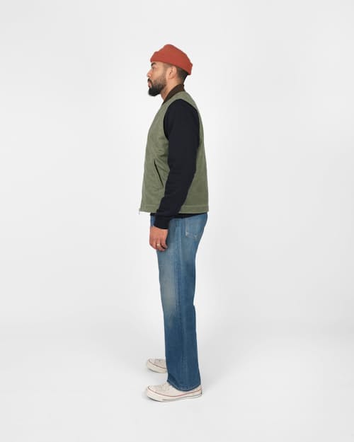 on model image of Waxed Flight Vest