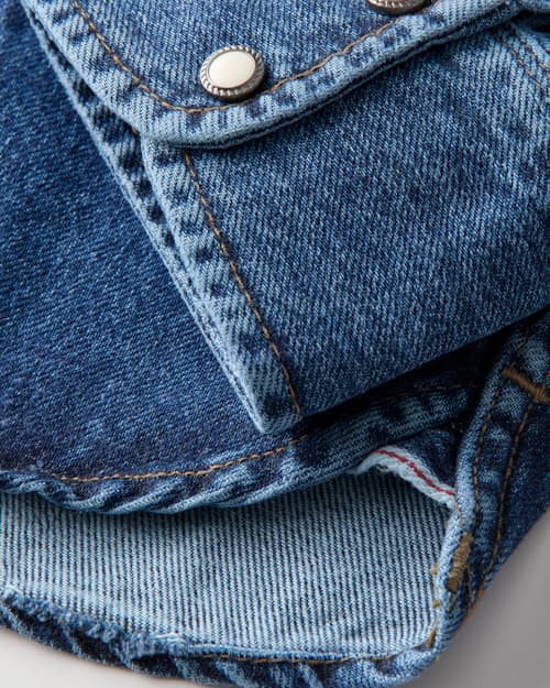 laydown detail image of Modern Western Pearlsnap Selvedge Denim Shirt