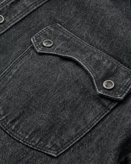 laydown detail image of Modern Western Pearlsnap Selvedge Denim Shirt