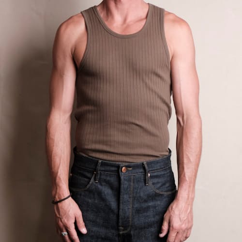 on model image of Ribbed Tank Top