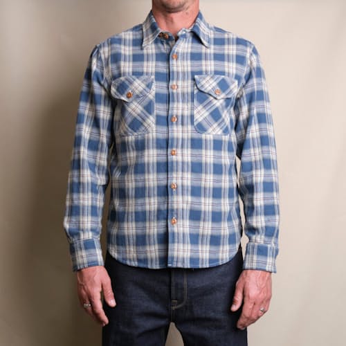on model image of Wells Herringbone Shirt