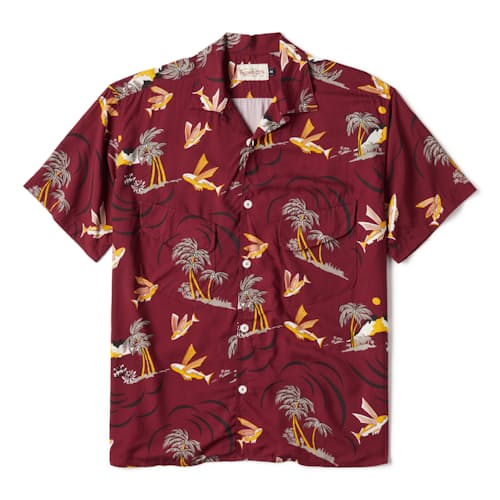 laydown image of Dean Double Pocket Camp Collar Shirt