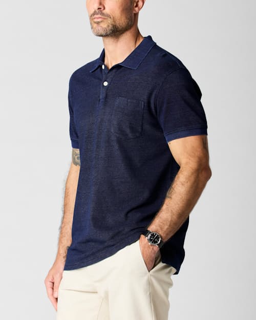 on model image of Pique Polo Shirt