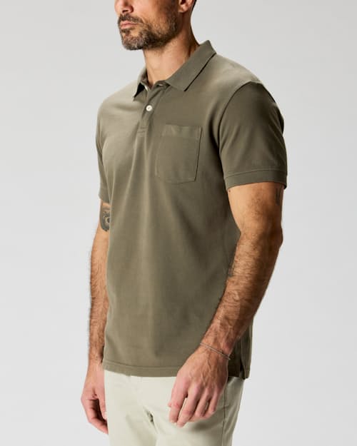 on model image of Pique Polo Shirt
