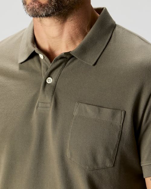 on model image of Pique Polo Shirt