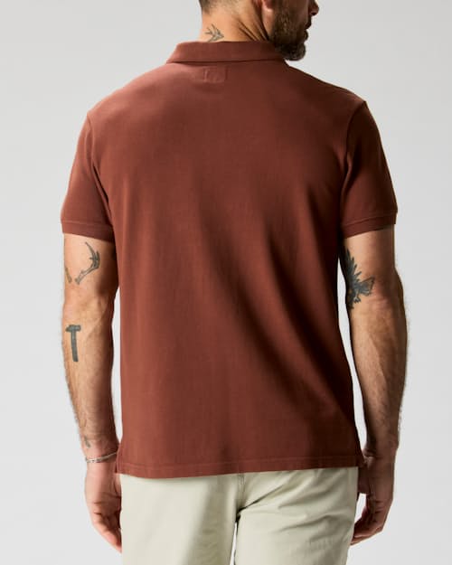 on model image of Pique Polo Shirt