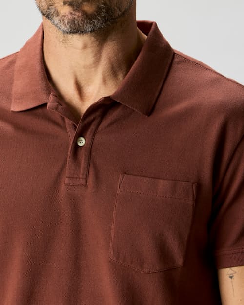 on model image of Pique Polo Shirt