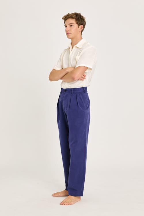 on model image of Carona Double Pleated Canvas Pants