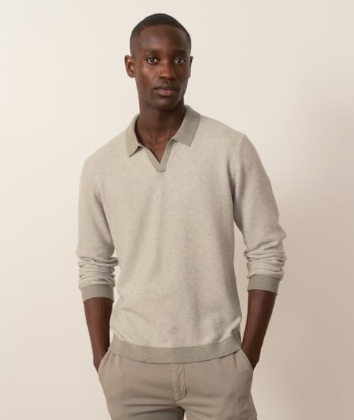 on model image of Liam Long Sleeve Sweater Polo