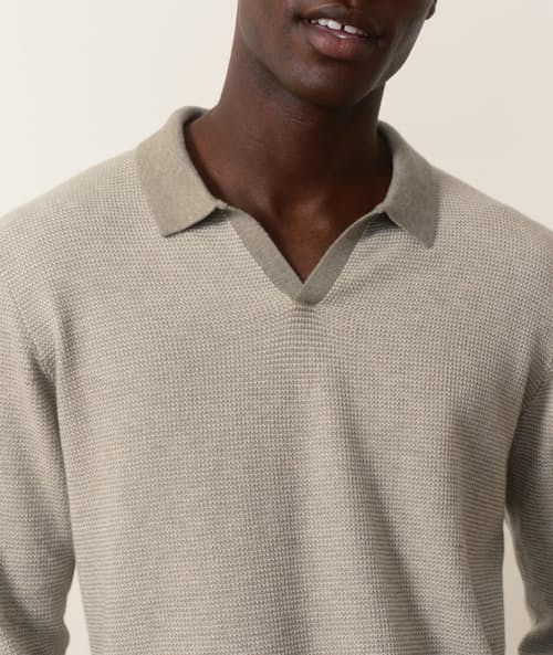 on model image of Liam Long Sleeve Sweater Polo