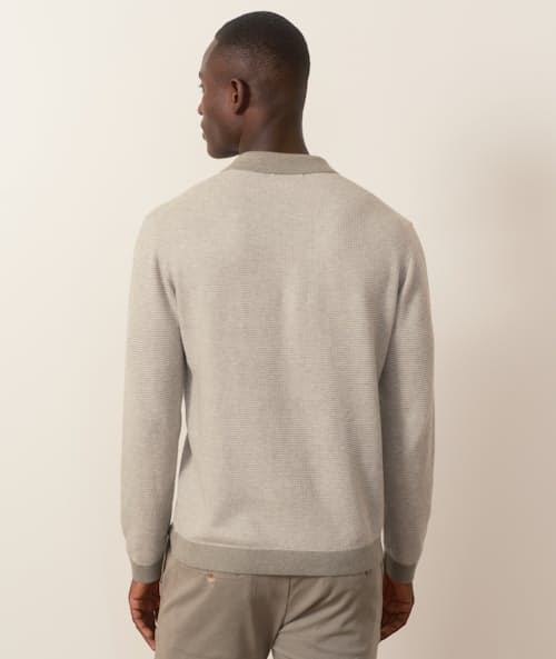 on model image of Liam Long Sleeve Sweater Polo