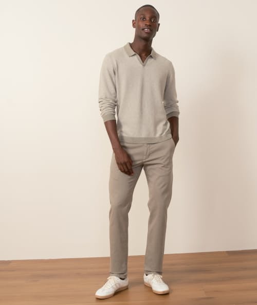 on model image of Liam Long Sleeve Sweater Polo