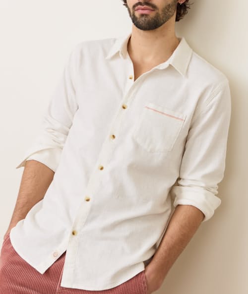 on model image of Classic Stretch Selvage Long Sleeve Shirt