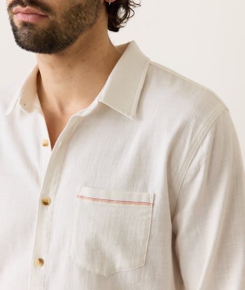 on model image of Classic Stretch Selvage Long Sleeve Shirt