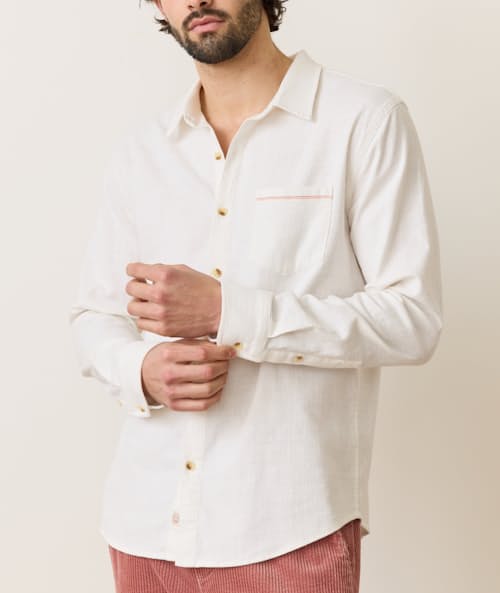 on model image of Classic Stretch Selvage Long Sleeve Shirt