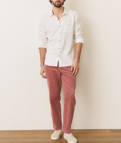 on model image of Classic Stretch Selvage Long Sleeve Shirt