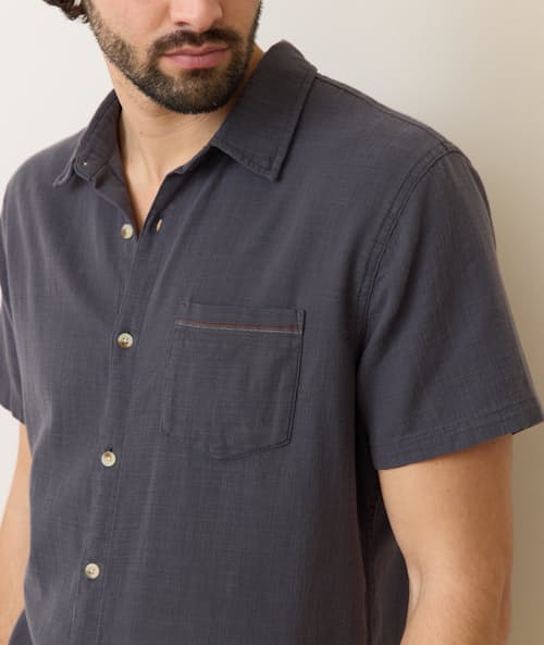 on model image of Classic Stretch Selvage Short Sleeve Shirt
