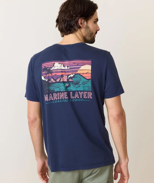 on model image of Signature Crew Graphic T-Shirt