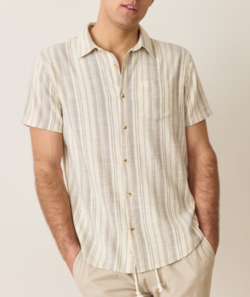 on model image of Classic Stretch Selvage Short Sleeve Shirt