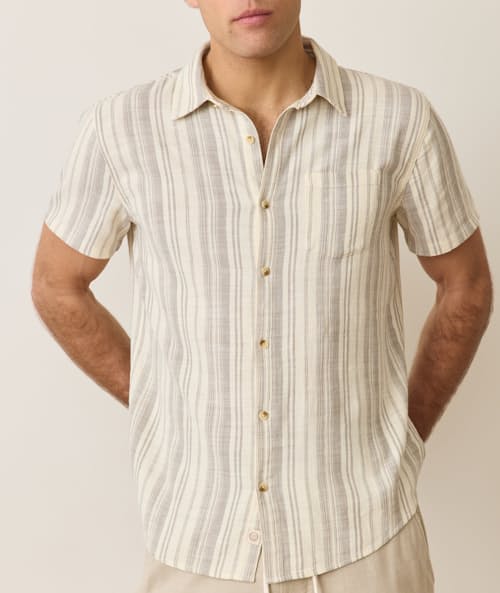 on model image of Classic Stretch Selvage Short Sleeve Shirt