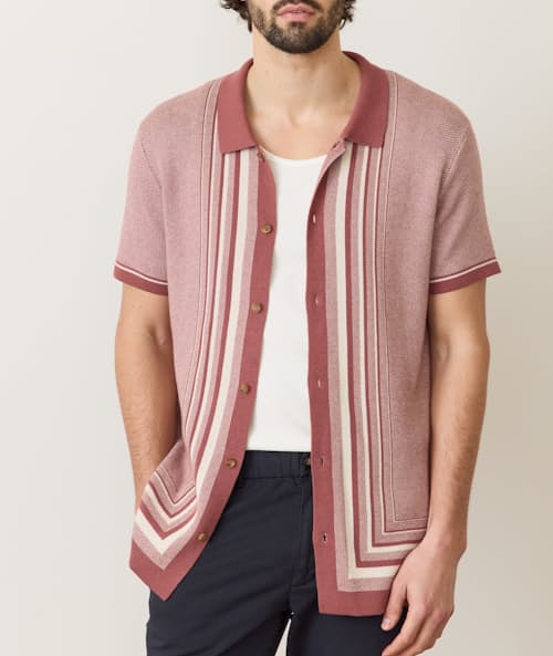on model image of Ethan Short Sleeve Sweater Shirt