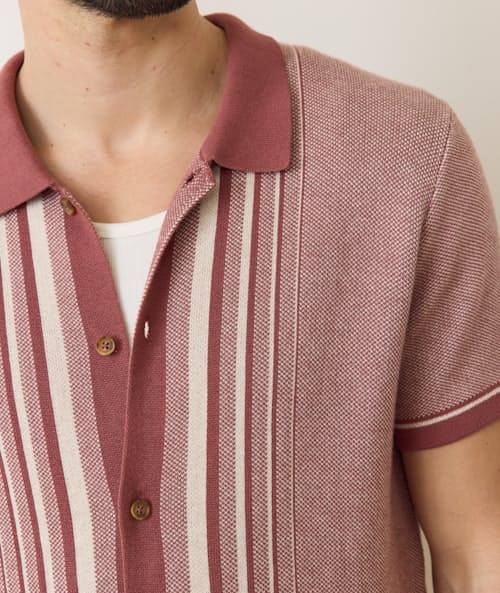 on model image of Ethan Short Sleeve Sweater Shirt