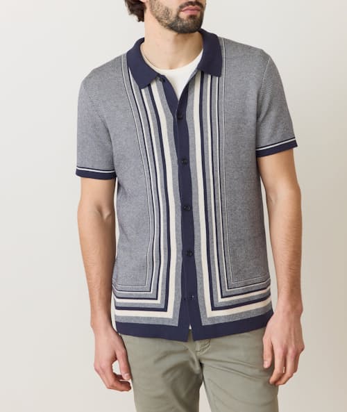 on model image of Ethan Short Sleeve Sweater Shirt