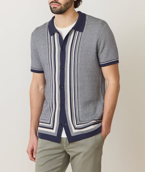 on model image of Ethan Short Sleeve Sweater Shirt