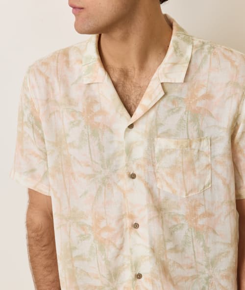 on model image of Resort Hemp Tencel Short Sleeve Shirt