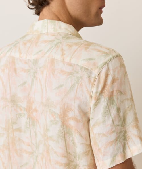 on model image of Resort Hemp Tencel Short Sleeve Shirt