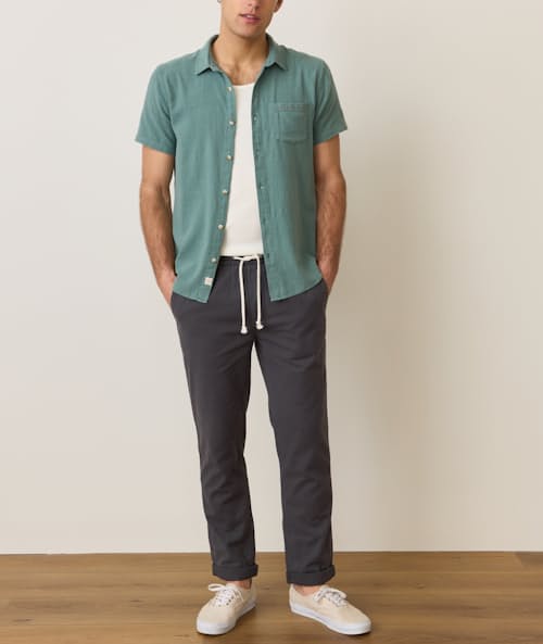 on model image of Saturday Stretch Beach Pant